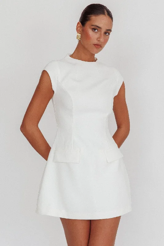 Aristos Cap Sleeve Mini Dress White