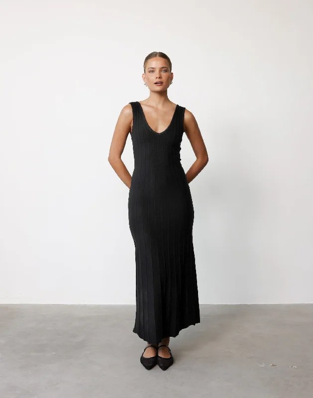 Aurelia Maxi Dress (Black) Fashionable Sheer Maxi Dress