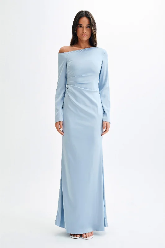 Avery Long Sleeve Maxi Dress - Cornflower Blue Comfortable Maxi Dress with Sleeves