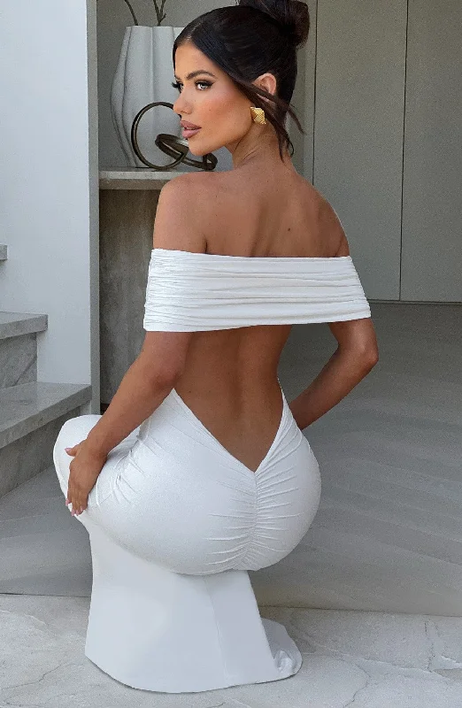 Belinda Maxi Dress - White Trendy Maxi Dress with Bow