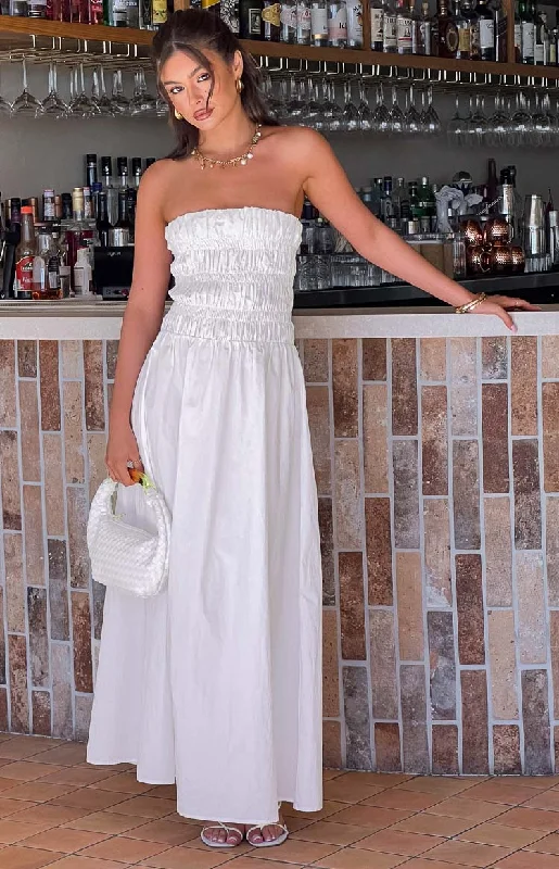 Benetti White Strapless Maxi Dress Comfortable Flowy Maxi Dress