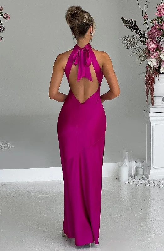 Etta Maxi Dress - Hot Pink Cozy Open-Back Maxi Dress