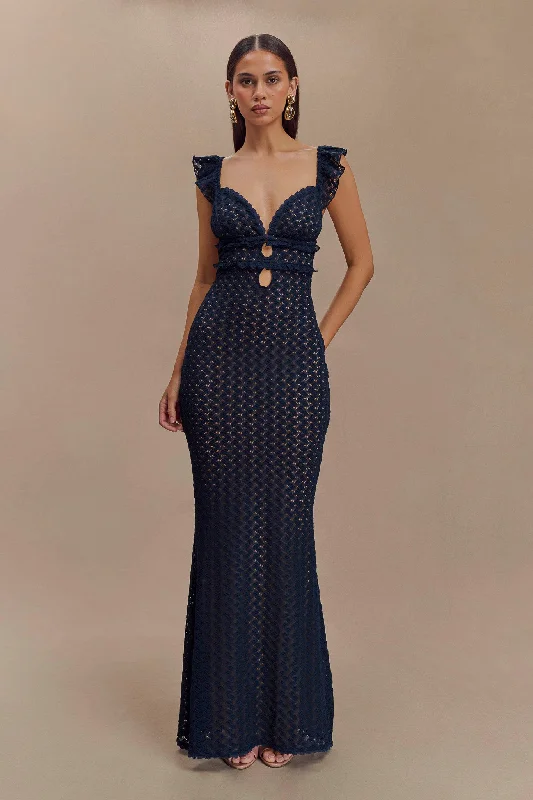 Ezra Lace Maxi Dress - Navy Trendy A-Line Maxi Dress