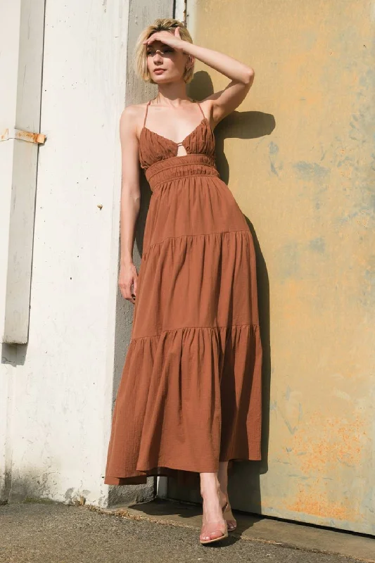 EFFORTLESS ELEGANCE WOVEN MAXI DRESS Stylish Boho Chic Maxi Dress