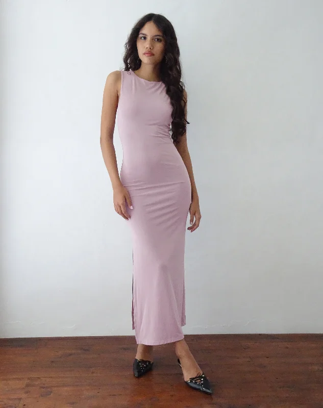 Flo Maxi Dress in Slinky Light Mauve Trendy A-Line Maxi Dress