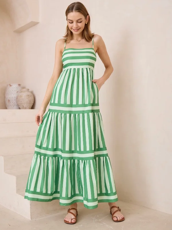 GEMMA MAXI DRESS - Green Trendy Floral Print Maxi Dress