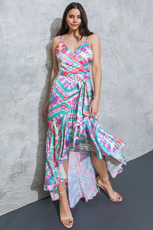 DOUBLE FANTASY SATIN MAXI DRESS Comfortable Pleated Maxi Dress