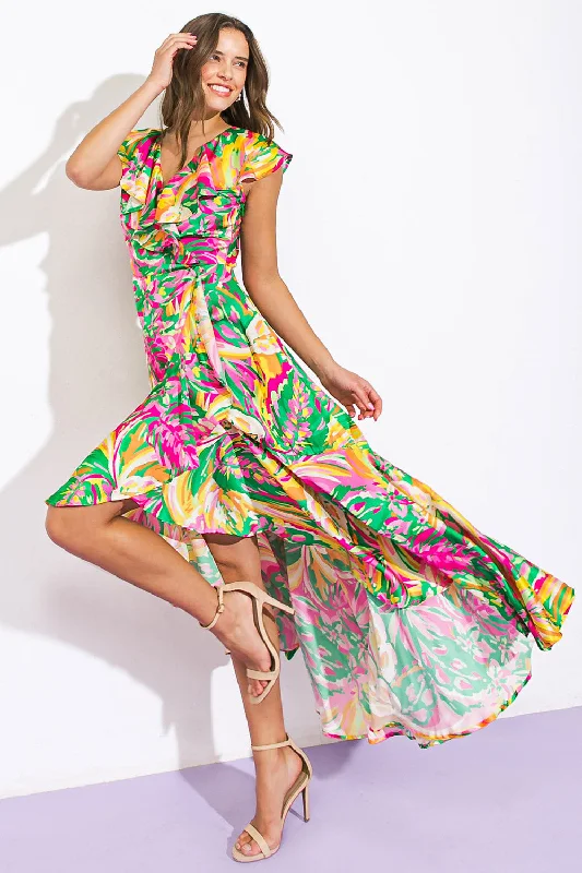THE TIME IS RIGHT WOVEN SATIN MAXI DRESS Stylish Boho Maxi Dress