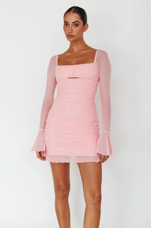 In Bloom Flared Cuff Mini Dress Pink