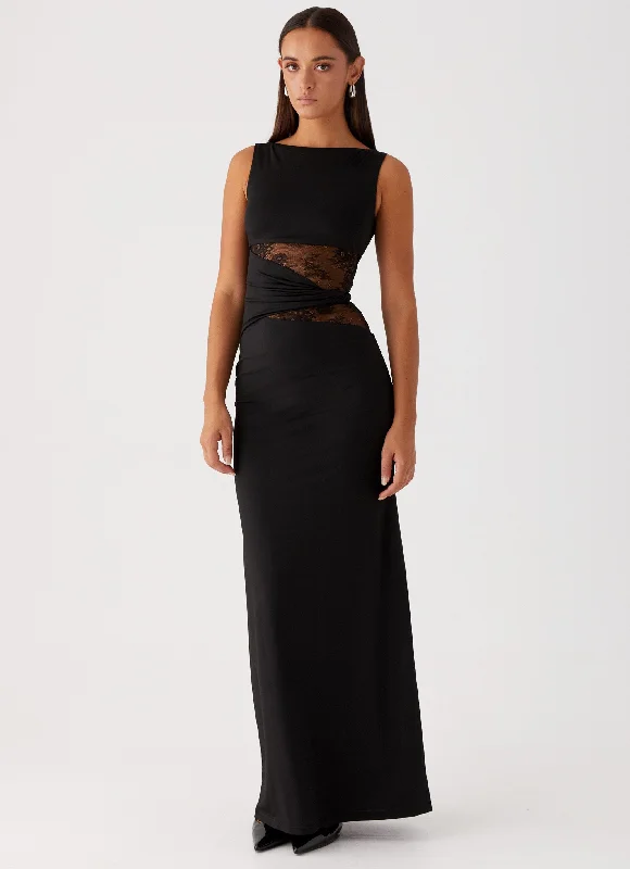 Karma Maxi Dress - Black Trendy Floral Print Maxi Dress