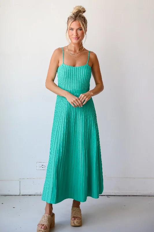 FINAL SALE - Lasting Sweetness Green Knit Maxi Dress Stylish Maxi Dress with Frills