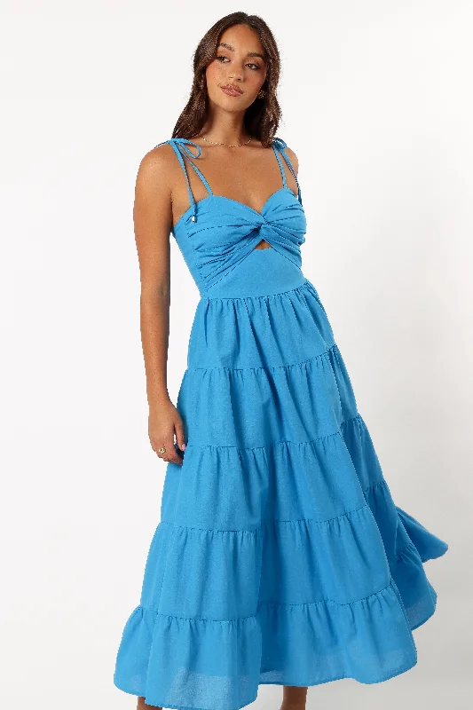 Lenny Maxi Dress - Blue Stylish A-Line Maxi Dress