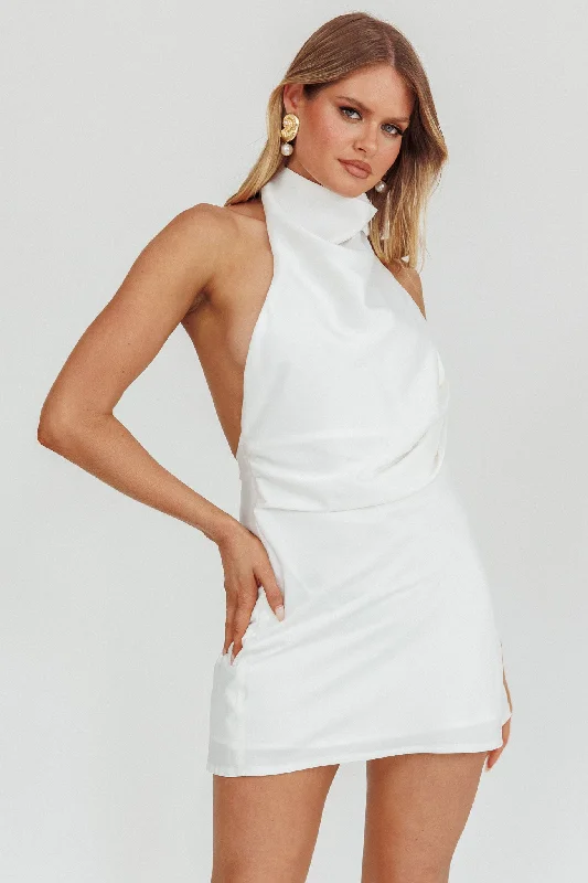 Lyons High Halter Neck Mini Dress White