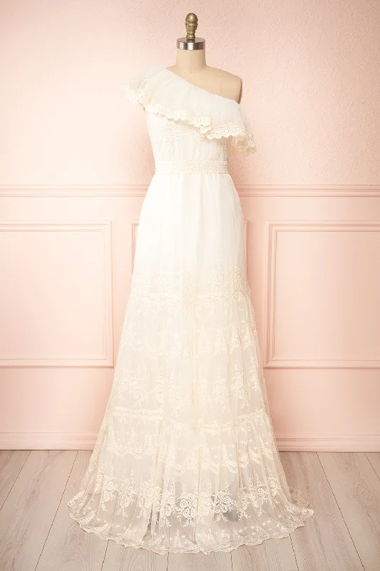 Mary-Grace | One Shoulder Embroidered Maxi Dress Cozy Wrap Maxi Dress