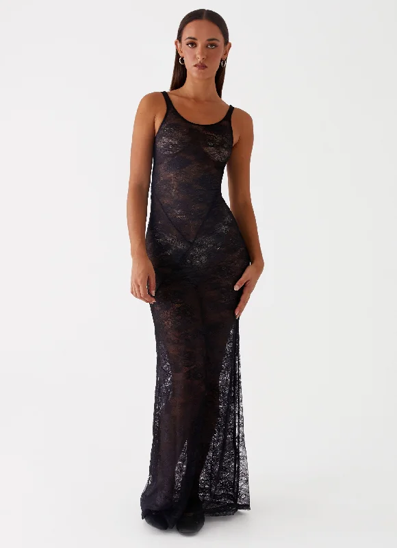 Maybe Next Time Maxi Dress - Black Cozy Knit Maxi Dress