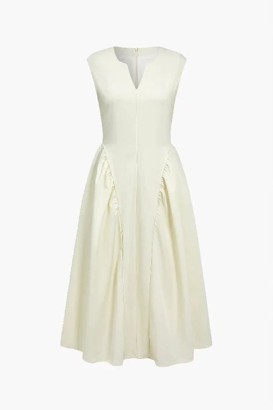 Ruched V-Neck Maxi Dress Fashionable Sheer Maxi Dress