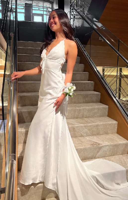 Nicole White Maxi Dress Stylish Maxi Dress with Frills
