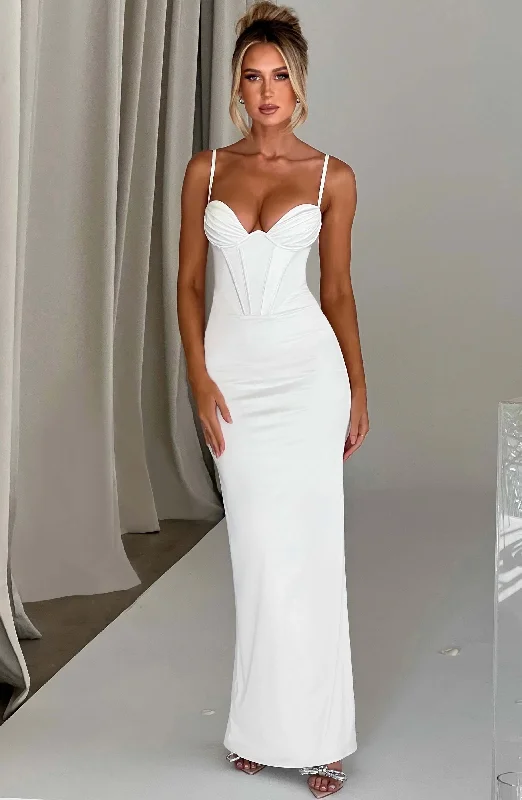 Onika Maxi Dress - Ivory Stylish Maxi Dress with Frills