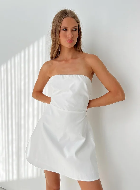 Ostro Strapless Mini Dress White