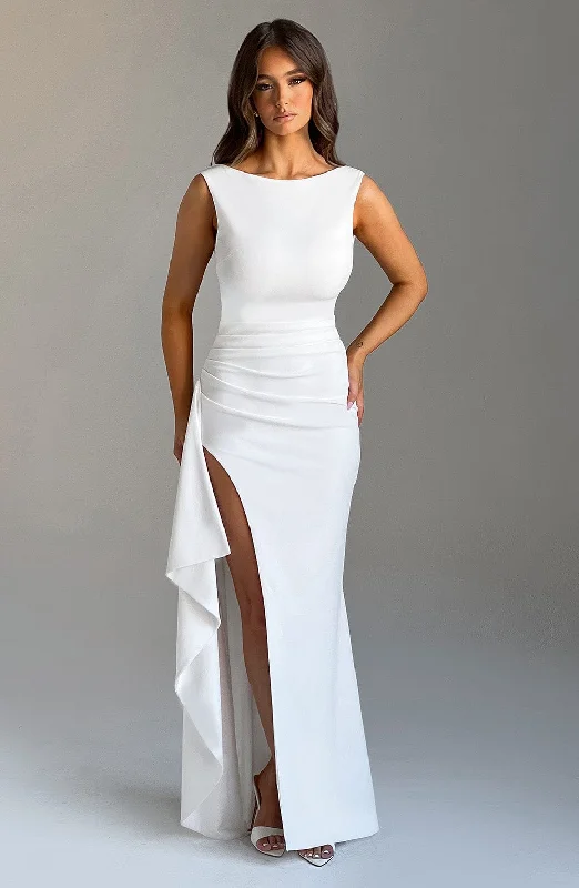 Pandora Maxi Dress - Ivory Elegant Wraparound Maxi Dress