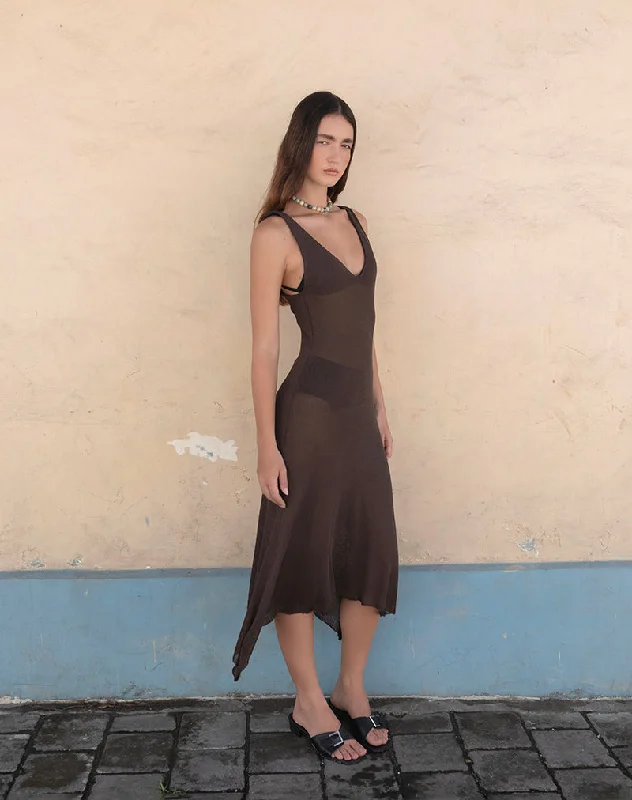 Rabindra Maxi Dress in Brown Elegant Floral Maxi Dress