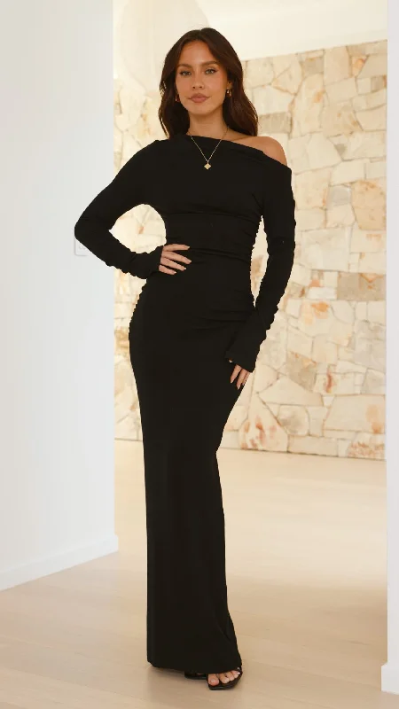 Reyna Maxi Dress - Black Classic Strapless Maxi Dress