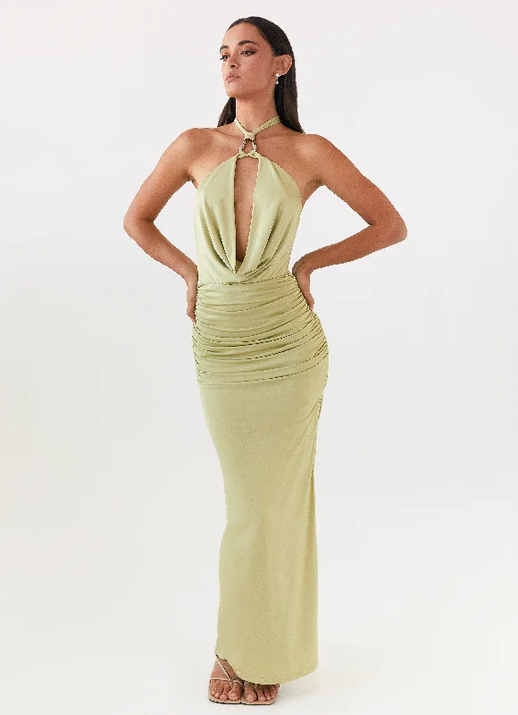 Samara Halterneck Maxi Dress - Sage Chic Summer Floral Maxi Dress