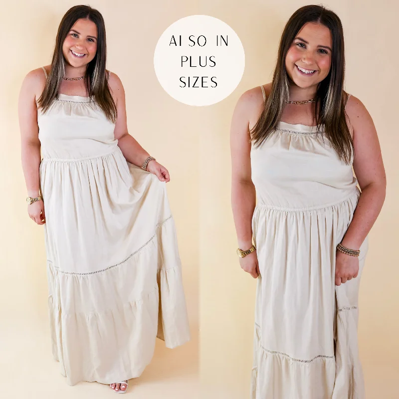 Tranquil Tides Tiered Maxi Dress in Cream Stylish V-Neck Maxi Dress