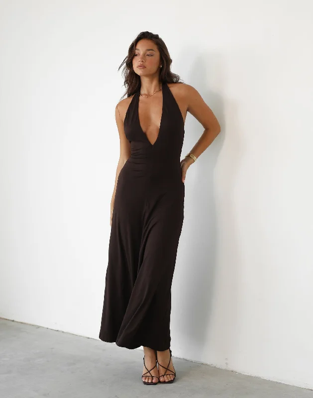 Victoria Maxi Dress (Chocolate) Casual Maxi Dress with Pockets