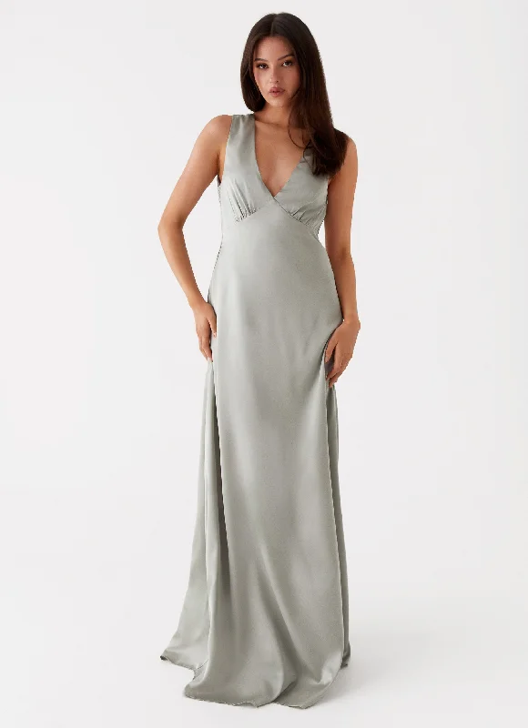 Winnie Cowl Back Maxi Dress - Sage Elegant Tiered Maxi Dress