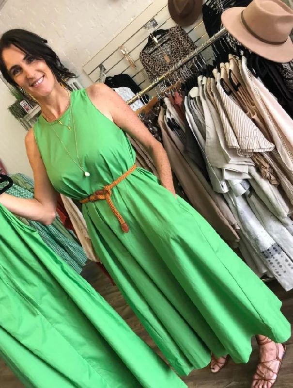 Colby Poplin Maxi dress green