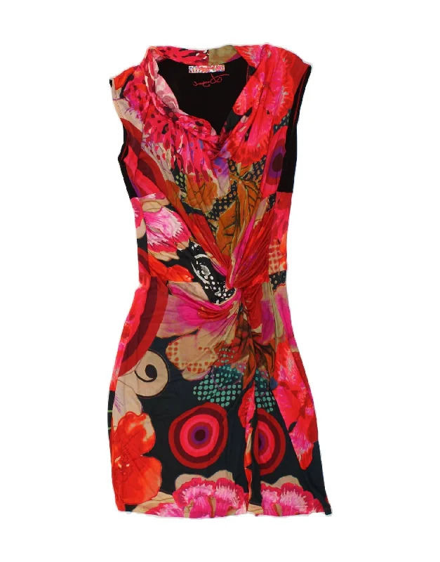 DESIGUAL Womens Sleeveless Maxi Dress UK 14 Large Pink Floral