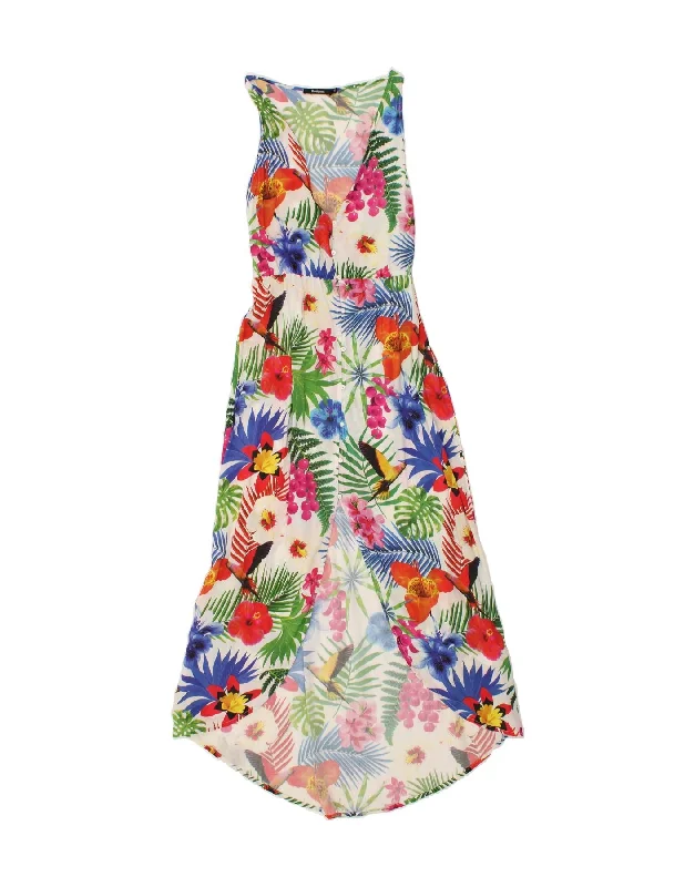 DESIGUAL Womens Sleeveless Maxi Dress UK 14 Medium Multicoloured Floral