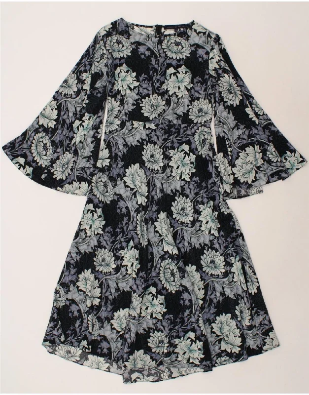 HOUSE OF HACKNEY Womens 3/4 Sleeve Maxi Dress UK 10 Small Navy Blue Floral