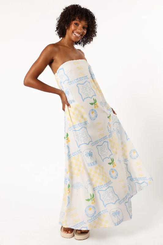 June Maxi Dress - Lemon Print