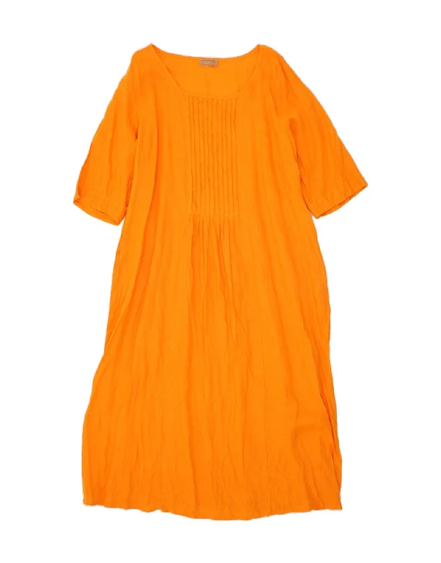 VINTAGE Womens 3/4 Sleeve Maxi Dress UK 20 2XL Orange