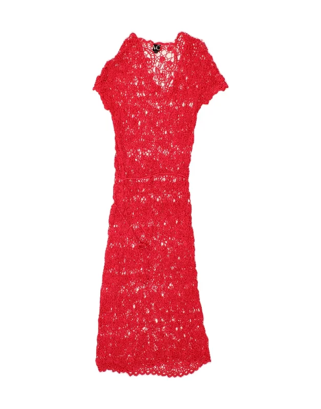 VINTAGE Womens Crochet Maxi Dress UK 8 Small Red