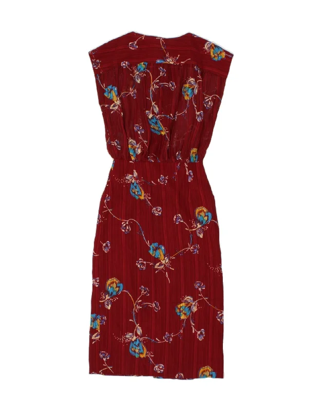 VINTAGE Womens Maxi Dress UK 12 Medium Burgundy Floral