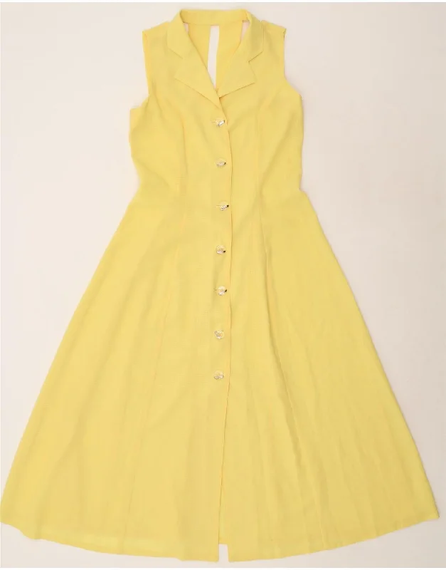 VINTAGE Womens Sleeveless Maxi Dress UK 12 Medium Yellow