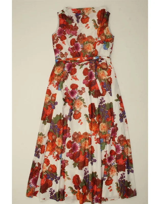 VINTAGE Womens Sleeveless Maxi Dress UK 14 Large Multicoloured Floral