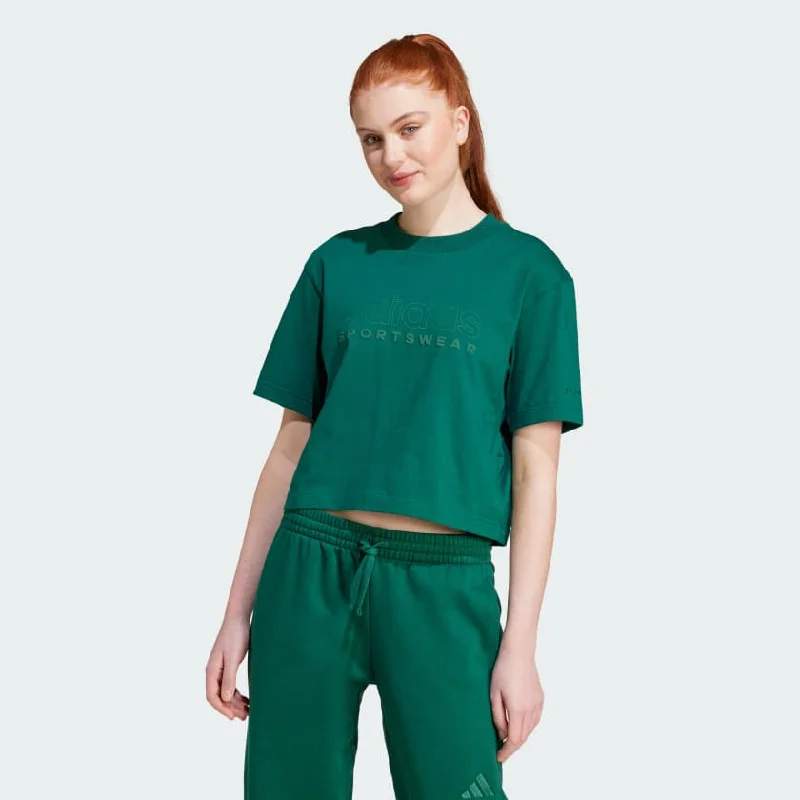 ADIDAS WOMEN'S ALL SZN GRAPHIC GREEN TEE Welt Pockets Slit Pockets