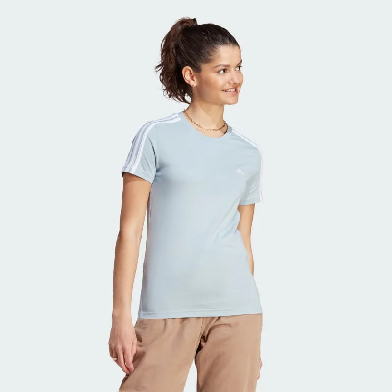 ADIDAS WOMEN'S ESSENTIALS 3 STRIPES WONDER BLUE TEE Polka Dot Checkered Tartan