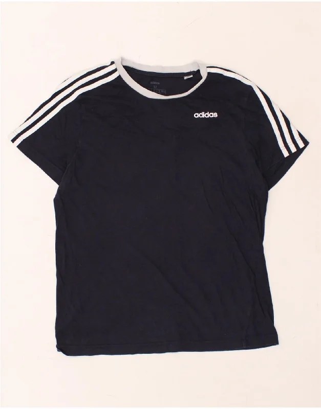 ADIDAS Womens T-Shirt Top UK 12/14 Medium Navy Blue Cotton Modern Contemporary Chic