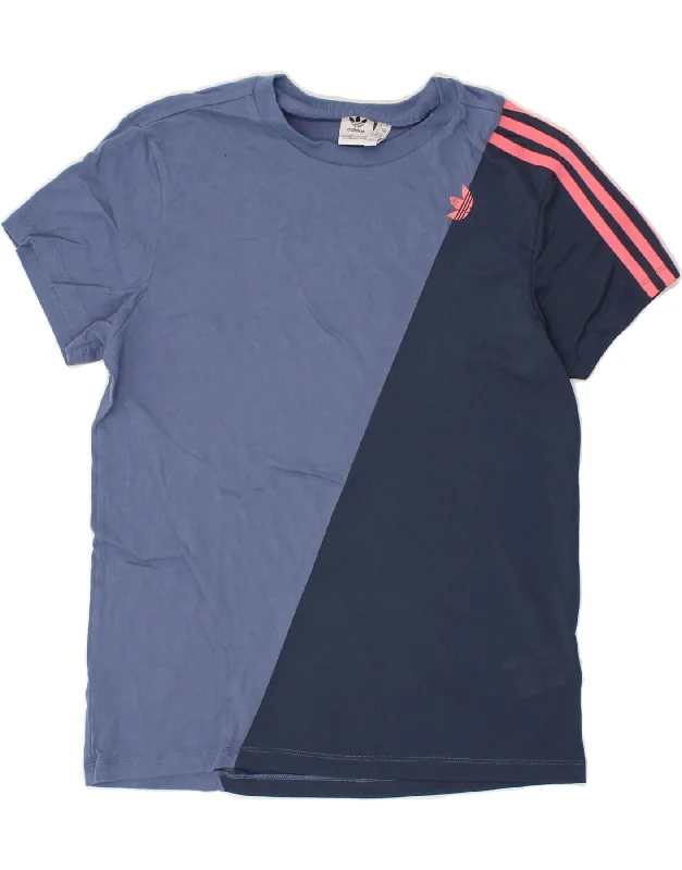 ADIDAS Womens T-Shirt Top UK 8 Small Navy Blue Colourblock Cotton Zippered Front Buttoned Front Snap Front ADIDAS Womens T-Shirt Top UK 8 Small Navy Blue Colourblock Cotton Zippered Front Buttoned Front Snap Front