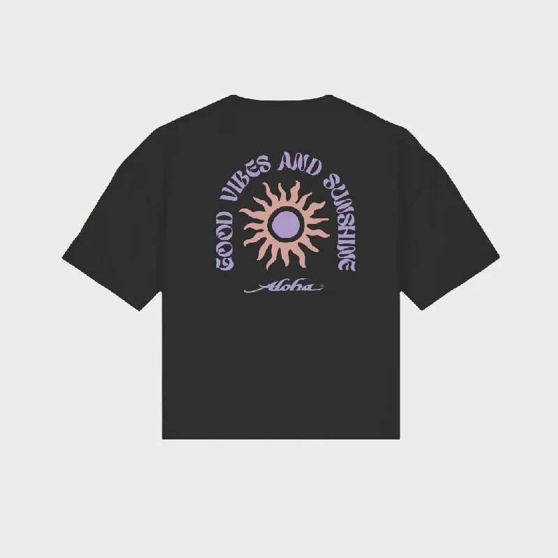 Aloha Womens Good Vibes T-Shirt - Black Satin Blend Silk Blend Wool Blend
