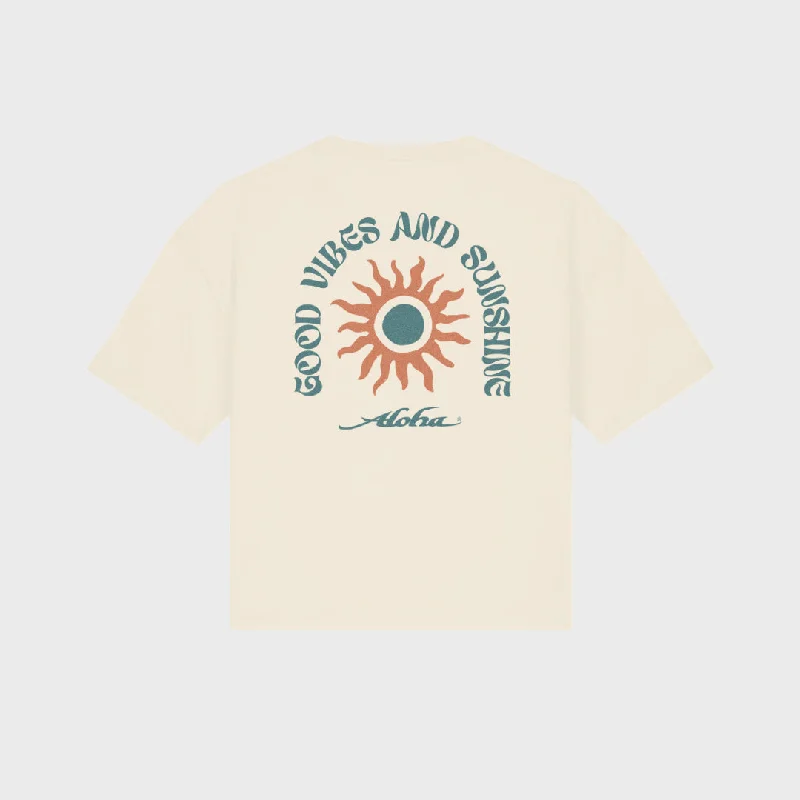 Aloha Womens Good Vibes T-Shirt - Natural Rayon Fabric Velvet Fabric Corduroy Fabric
