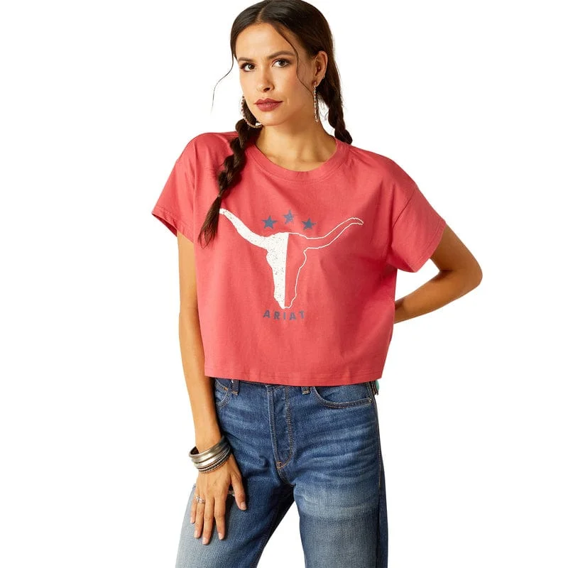 Ariat Women's Lone Star Garnet Rose Graphic T-Shirt 10051299 Collared Crew Neck Turtle Neck Ariat Women's Lone Star Garnet Rose Graphic T-Shirt 10051299 Collared Crew Neck Turtle Neck