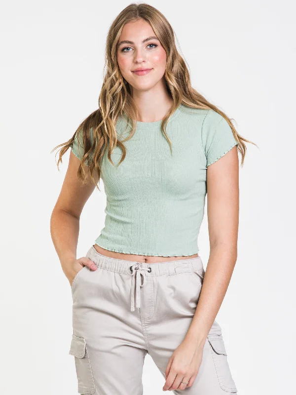 HARLOW AVA POINTELLE TEE - CLEARANCE Houndstooth Herringbone Solid