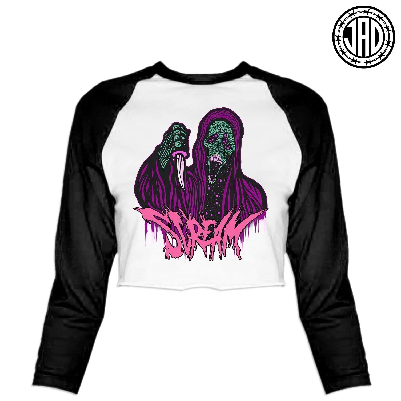 Black Scream Ghoul - Women's Cropped Baseball Tee