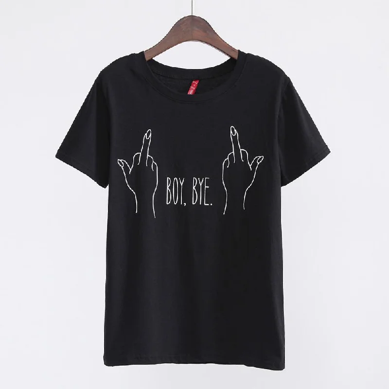 Middle Finger Graphic T-shirt Silk Blend Satin Velvet